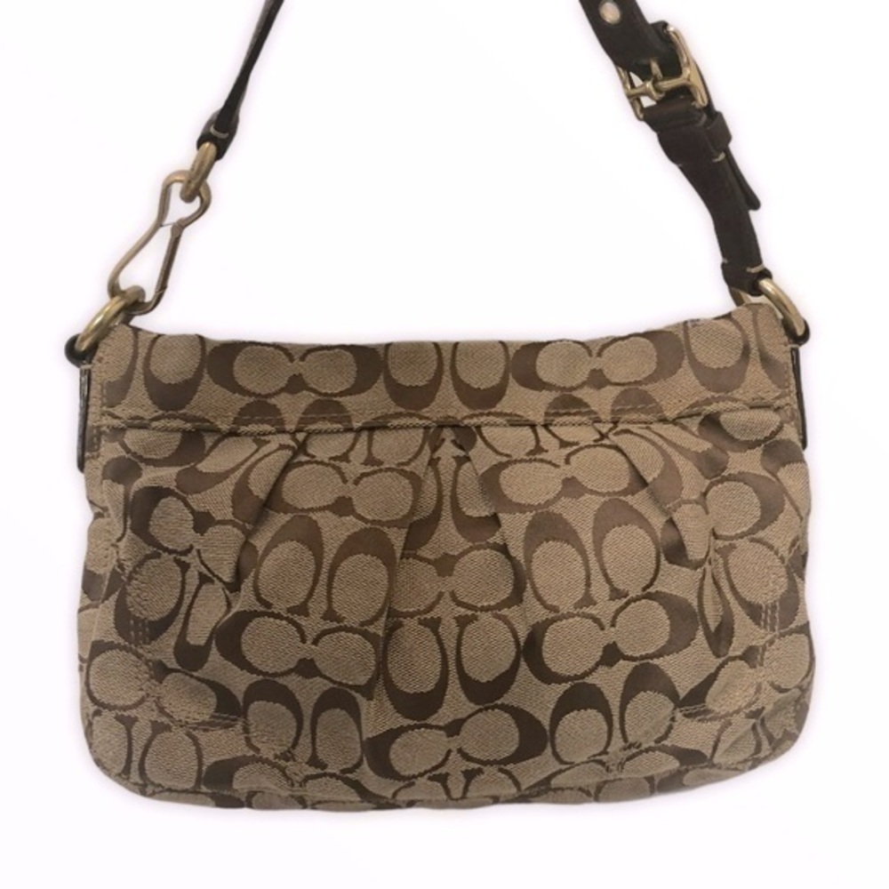 COACH Hampton signature brown pleated bag